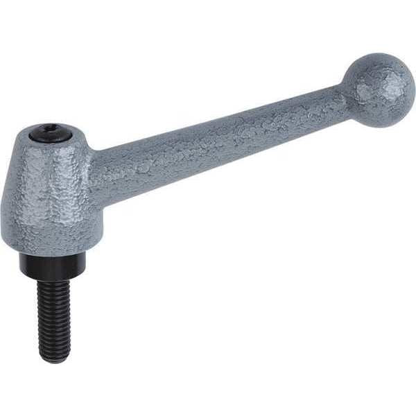 Adjustable Handle, Ball Style, All Steel, Size: 3 M16X50 Steel, Painted Finish Gray Hammertone