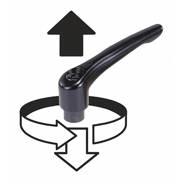 Adjustable Handle, Modern Design, Sz. 1, 10-24X45, Die Cast Zinc Silver Metallic, Comp: Steel