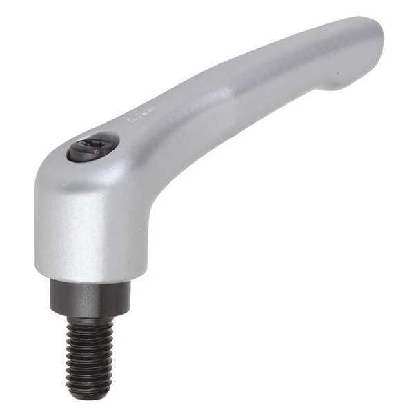 Adjustable Handle, Modern Design, Sz. 3, 3/8-16X15, Die Cast Zinc Silver Metallic, Comp: Steel