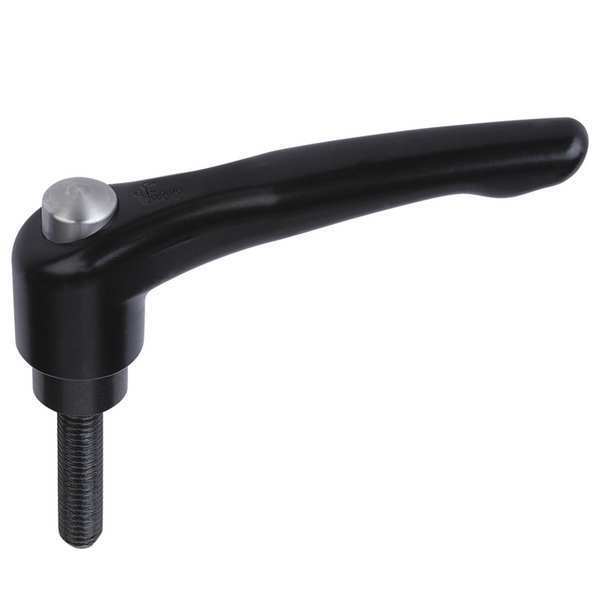 Adjustable Handle, Mod. Design, Protective Cap Sz. 2, M10X40, Cast Zinc Black Satin, Comp: Steel