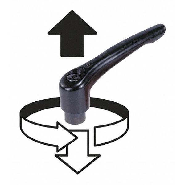 Adjustable Handle, Mod. Design, Protective Cap Sz. 3, M08X45, Cast Zinc Orange RAL2004, Comp: Steel