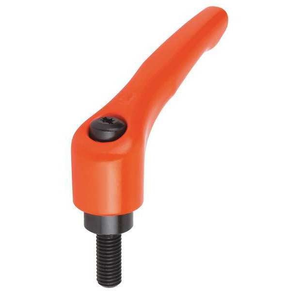 Adjustable Handle, Modern Design, Sz. 2, 1/4-20X45, Die Cast Zinc Orange RAL 2004, Comp: Steel