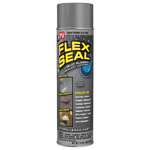 Sealant, 14 oz, Aerosol Can, Gray, Rubber Base