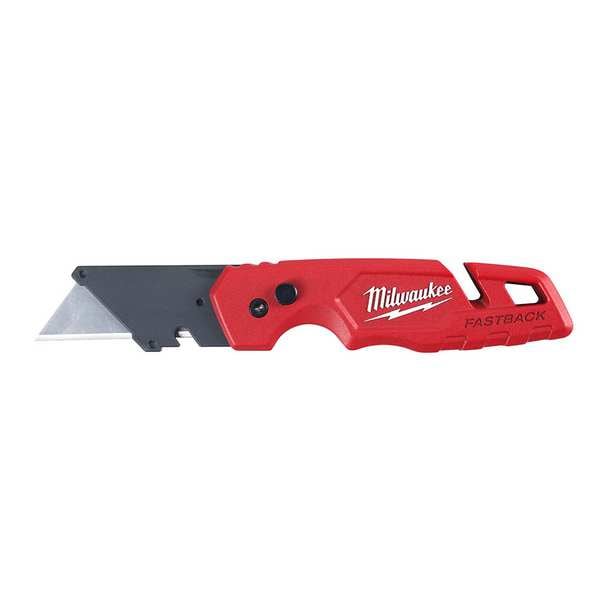 6-7/8 in. FASTBACK General Purpose Compact Folding Utility Knife with 5 Blade Storage in Red