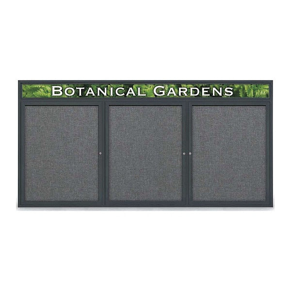 Corkboard, Fabric, Blk/Gry, 3 Door, 96 x 48