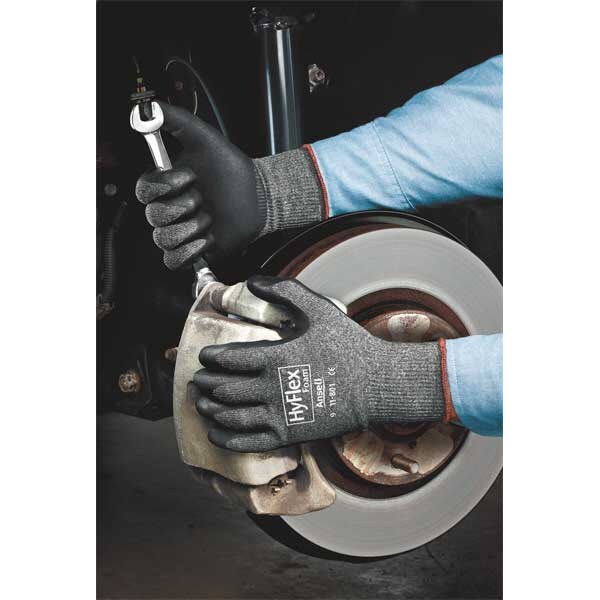Foam Nitrile Coated Gloves, Palm Coverage, Gray, 9, PR
