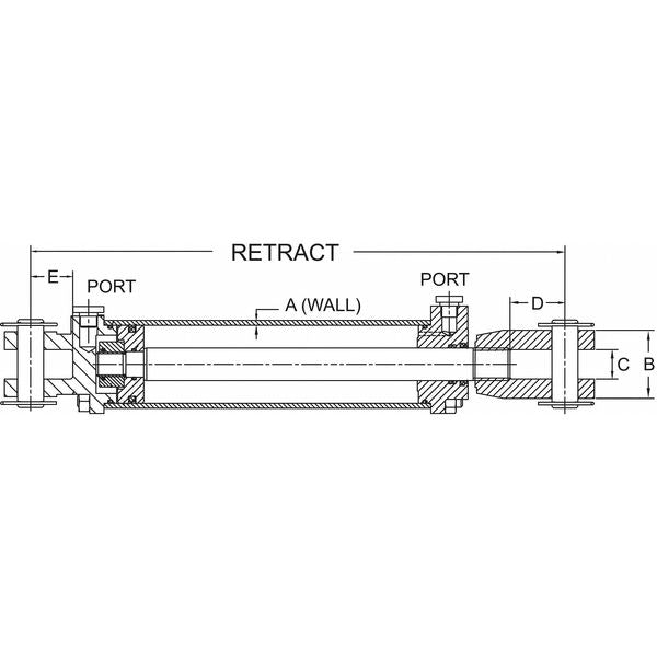 Hydraulic Cylinder, 3 In Bore, 6 In Stroke