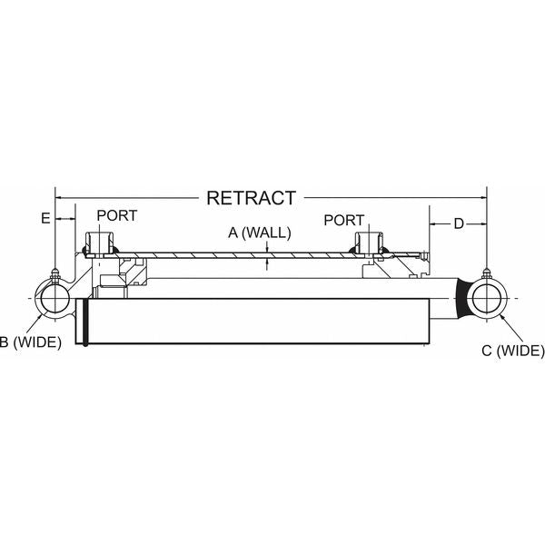 Hydraulic Cylinder, 3 In Bore, 4 In Stroke