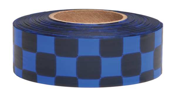 Flagging Tape, Blue/Blk, 300ft x 1-3/16In