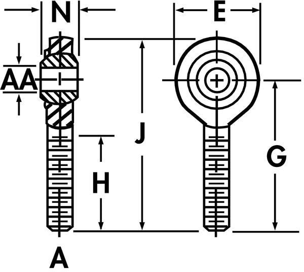 Male Rod End, SS, RH, 1/4-28