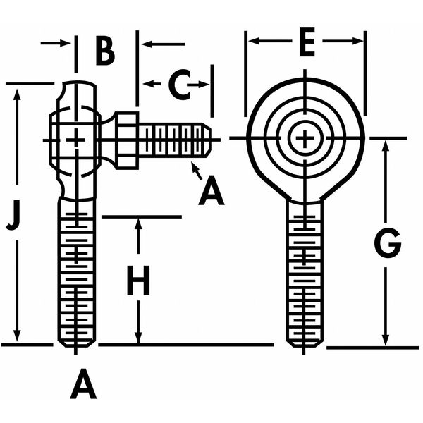 Male Stud Rod End, RH, 1/2-20