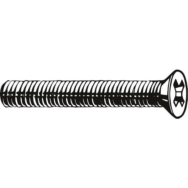 #2-56 x 9/16 in Phillips Flat Machine Screw, Plain 18-8 Stainless Steel, 100 PK