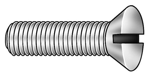 #8-32 x 1 1/4 in Slotted Flat Machine Screw, Plain Brass, 100 PK