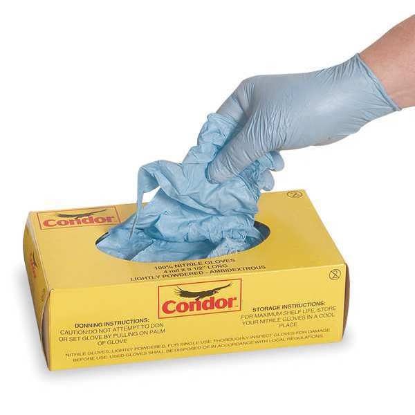 Disposable Gloves, Nitrile, Powdered, Blue, M, 100 PK