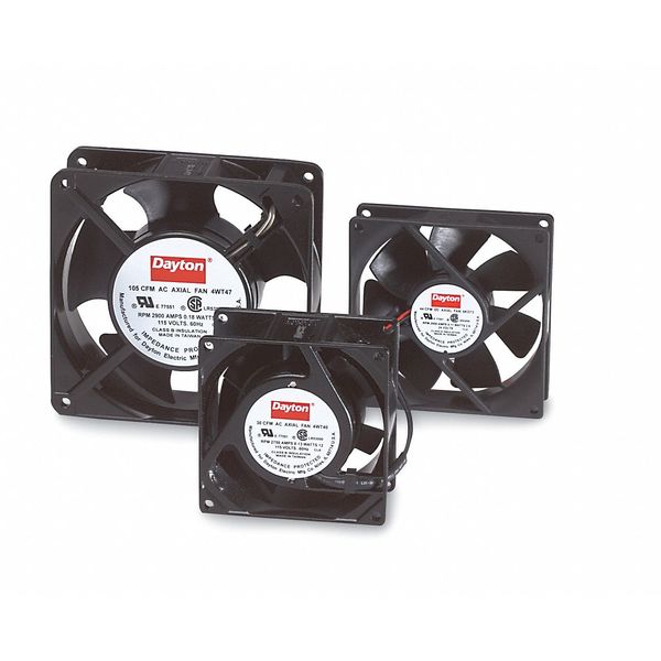 Axial Fan, Square, 115V AC, 1 Phase, 70/76 cfm, 4 11/16 in W.