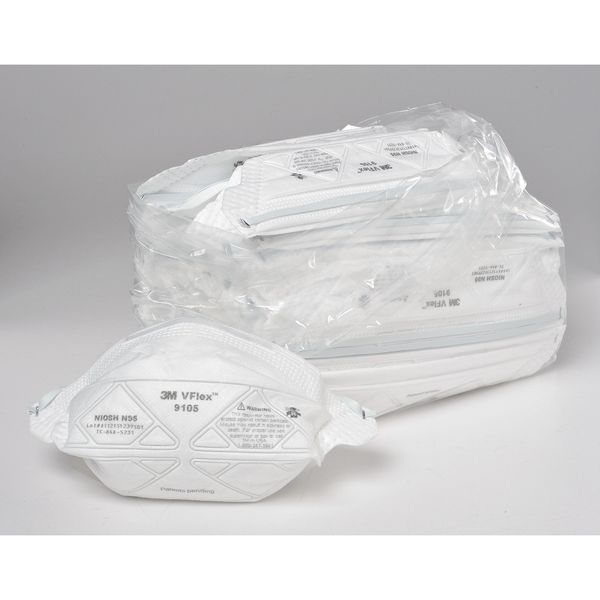 N95 Disposable Respirator, Universal, White, PK50