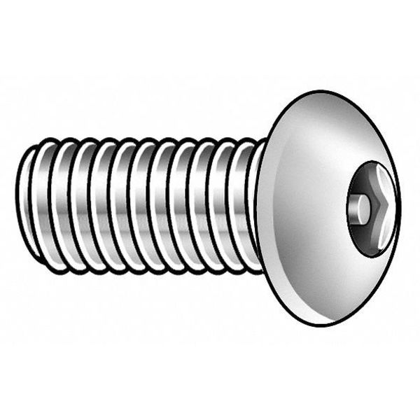 #10-24 x 1 in Hex Button Tamper Resistant Screw, Case Hardened Steel, Black Oxide Finish, 25 PK