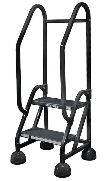 48 in H Steel Rolling Ladder, 2 Steps