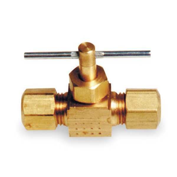 Needle Valve, Straight, Brass, 1/4 In.