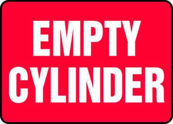 Cylinder Sign, 10 in H, 14 in W, Rectangle, English, MCPG596VA