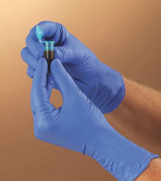 Exam Gloves with Low Dermatitis Potential, Nitrile, Powder Free, Blue, L, 100 PK