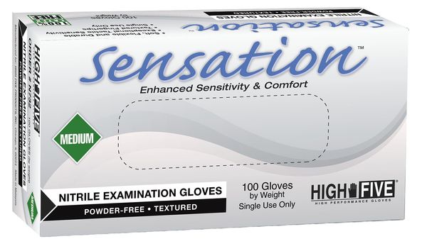 Exam Gloves with Low Dermatitis Potential, Nitrile, Powder Free, Blue, L, 100 PK