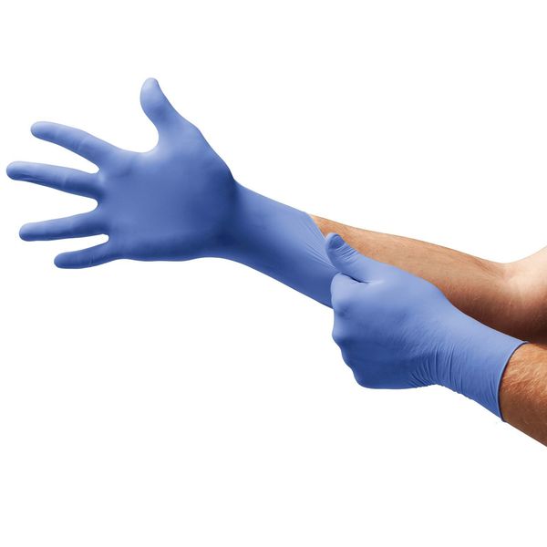 Exam Gloves with Low Dermatitis Potential, Nitrile, Powder Free, Blue, L, 100 PK