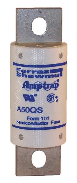 Semiconductor Fuse, Fast Acting, 125 A, A50QS Series, 500V AC, 500V DC, 3-5/8