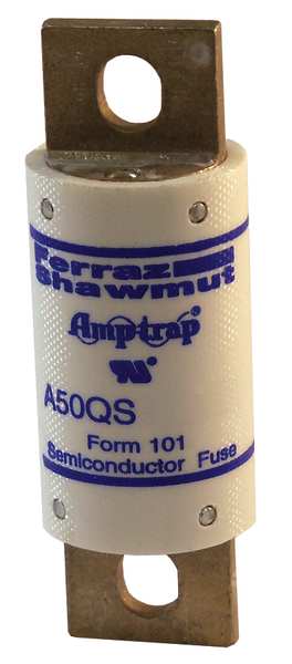 Semiconductor Fuse, Fast Acting, 100 A, A50QS-Y Series, 500V AC, 500V DC, 3-5/8