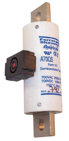 Semiconductor Fuse, Fast Acting, 125 A, A70QS Series, 700V AC, 700V DC, 4-3/8
