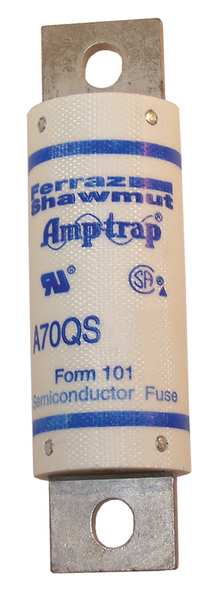 Semiconductor Fuse, Fast Acting, 125 A, A70QS Series, 700V AC, 700V DC, 4-3/8