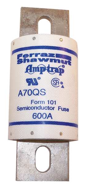 Semiconductor Fuse, Fast Acting, 600 A, A70QS Series, 700V AC, 700V DC, 5-1/16