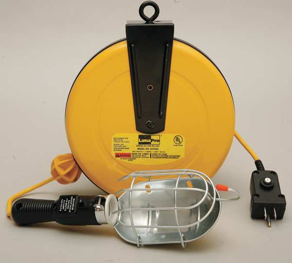 LUMAPRO Incandescent Cord Reel Light, Max. Amps: 7.0 A