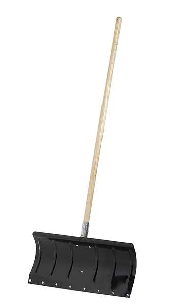 Snow Shovel, 48 in Wood Straight Handle, Aluminum Blade Material, 24 in Blade Width