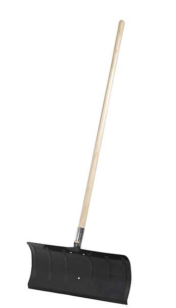 Snow Shovel, 49 1/2 in Wood Straight Handle, Carbon Steel Blade Material, 24 in Blade Width