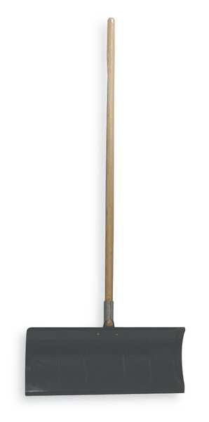 Snow Shovel, 49 1/2 in Wood Straight Handle, Carbon Steel Blade Material, 24 in Blade Width