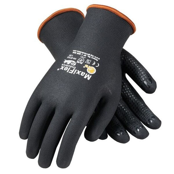 Coated Gloves, S, Black, Nylon, PK12