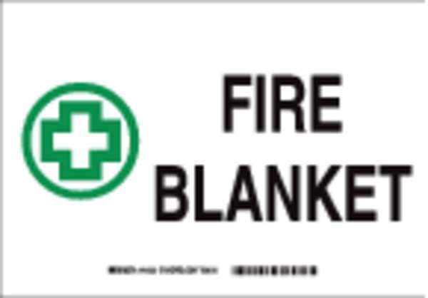 Fire Blanket Sign, 7 in Height, 10 in Width, Plastic, Rectangle, English