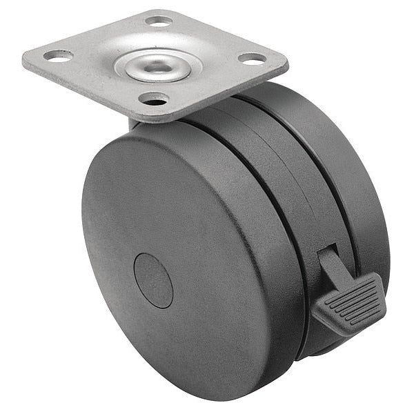 100mm Non-Marking Nylon Swivel Caster, Side Brake, Loads Up To 225 lb