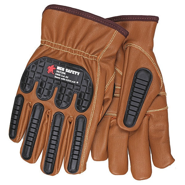 Leather Gloves, Brown, M, PK12