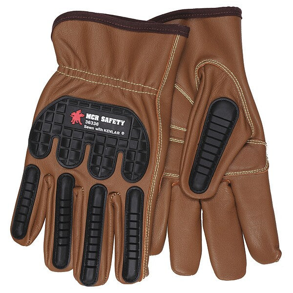 Leather Gloves, Brown, XL, PK12