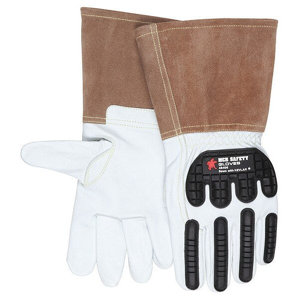 Leather Gloves, White, L, PK12