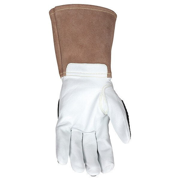 Leather Gloves, White/Brown, L, PK12
