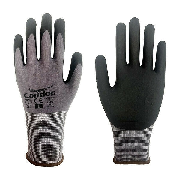 Coated Gloves, Nylon Span, Nitrile, L, PR
