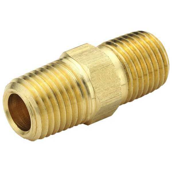Hex Nipple, Brass, 3/4 in Pipe Size, MNPT