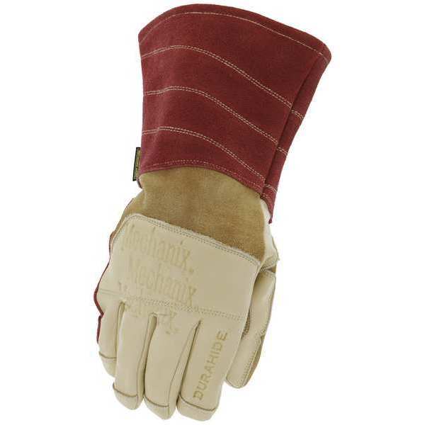 Welding Gloves, Tan/Red, 8, PR