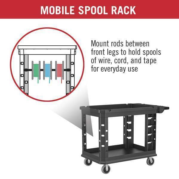 Plastic Heavy Duty Utility Cart, 2 Shelves, 500 lb.