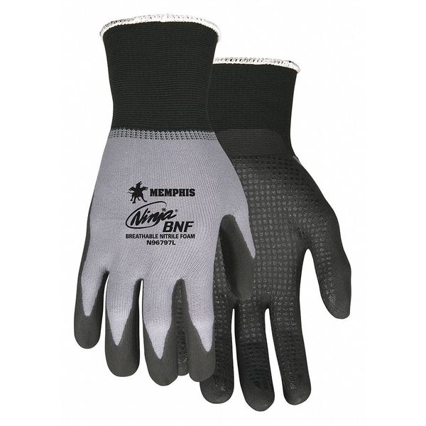 Nitrile Coated Gloves, Palm Coverage, Gray, S, PR