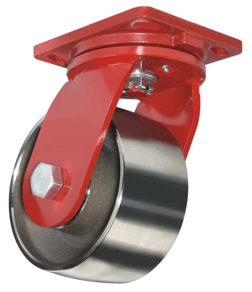 Plate Caster, Swivel, Forged Steel, 6 in, 2000 lb