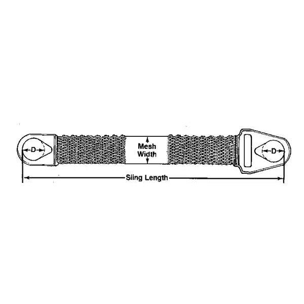 Sling, Wire Mesh, L8Ft, Dia.3In, VLL4800Lb